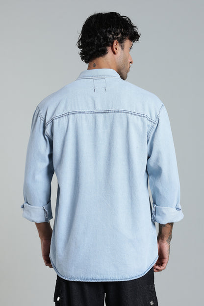 Men’s Light Blue Denim Shirt – Oversized Utility Fit