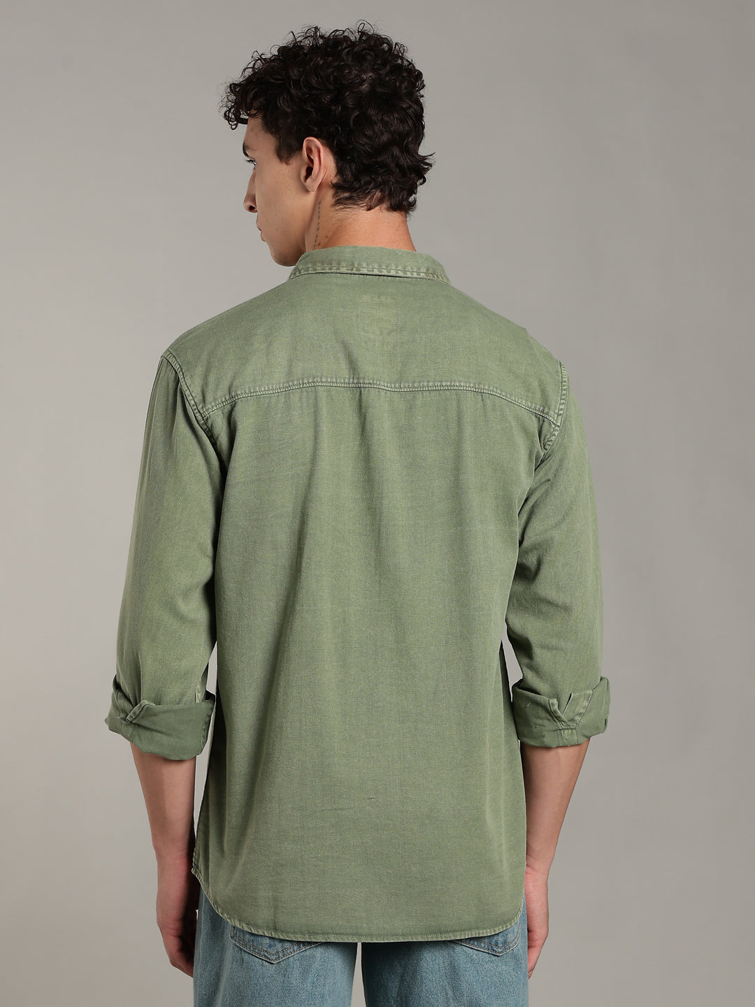 Double Flap Pocket Shirt- Relax/Baggy Fit - Green