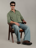 Double Flap Pocket Shirt- Relax/Baggy Fit - Green