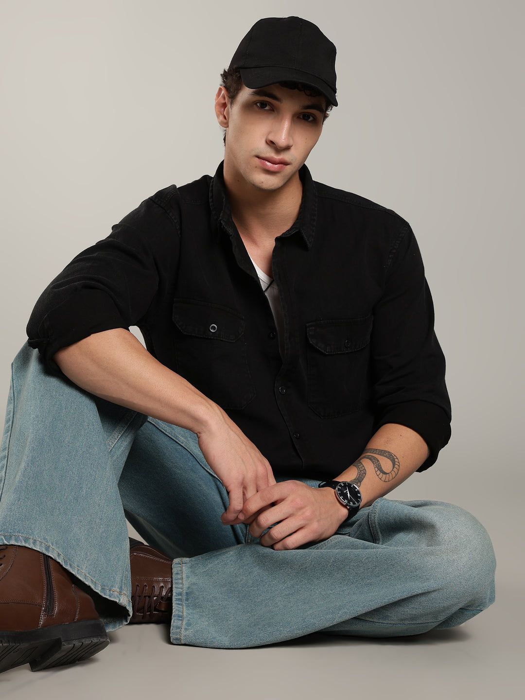 Acid Wash Flap Pocket Shirt