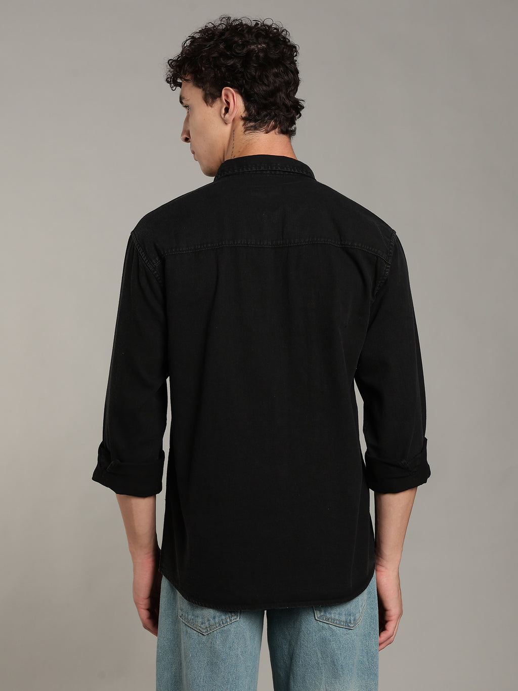 Double Flap Pocket Shirt- Relax/Baggy Fit - BLACK