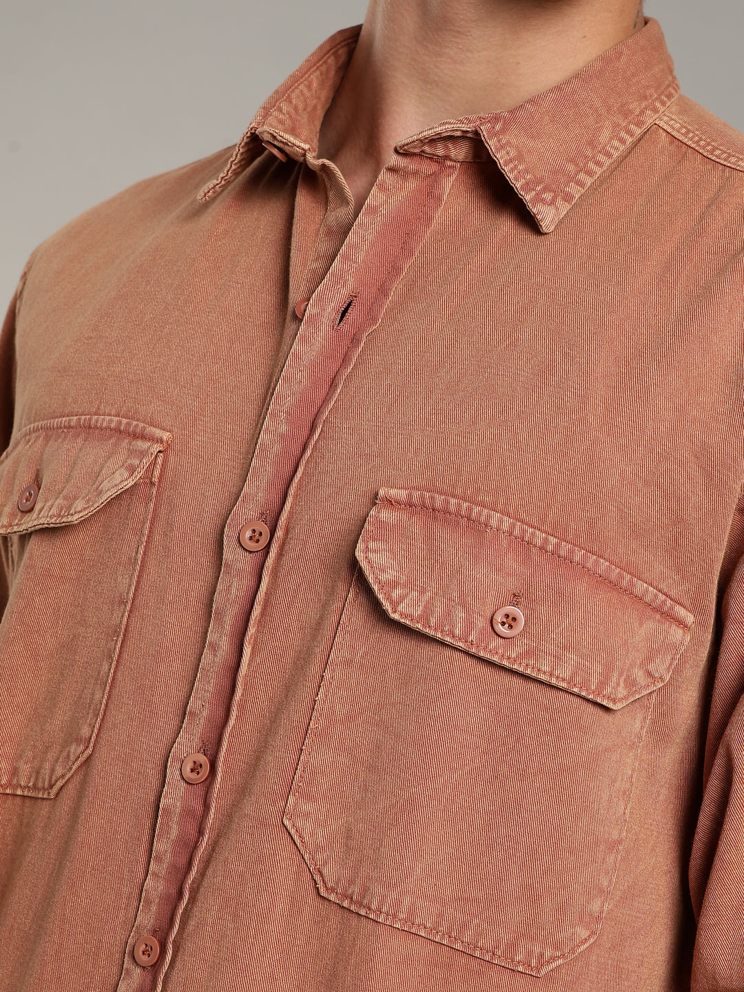 Double Flap Pocket Shirt- Relax/Baggy Fit - Rusty Orange