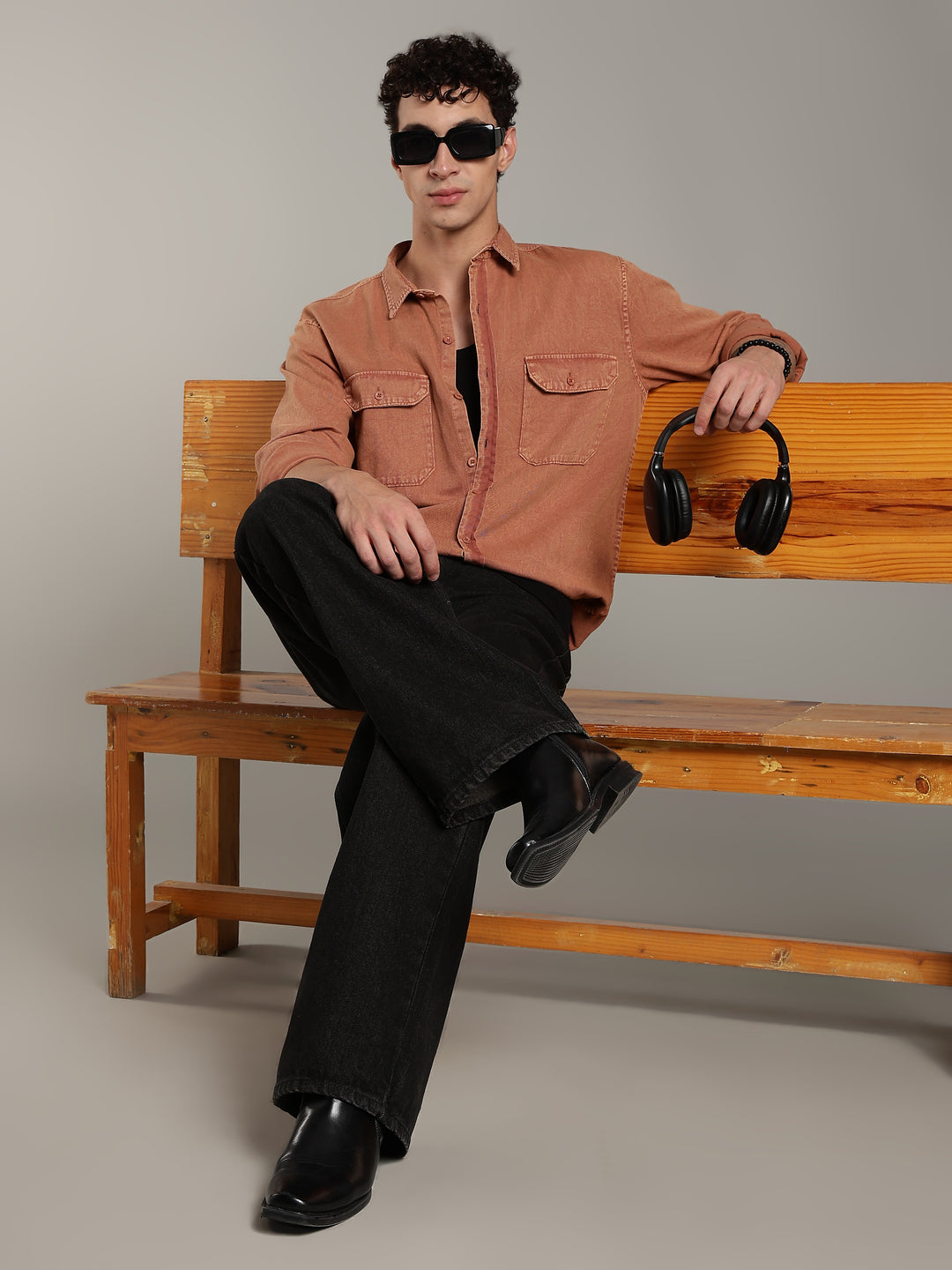 Double Flap Pocket Shirt- Relax/Baggy Fit - Rusty Orange
