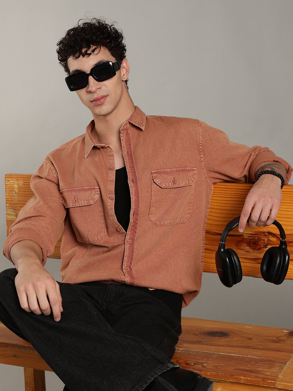 Double Flap Pocket Shirt- Relax/Baggy Fit - Rusty Orange