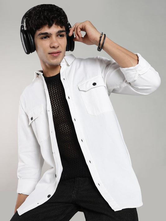 White cotton Shirt | Regular Fit