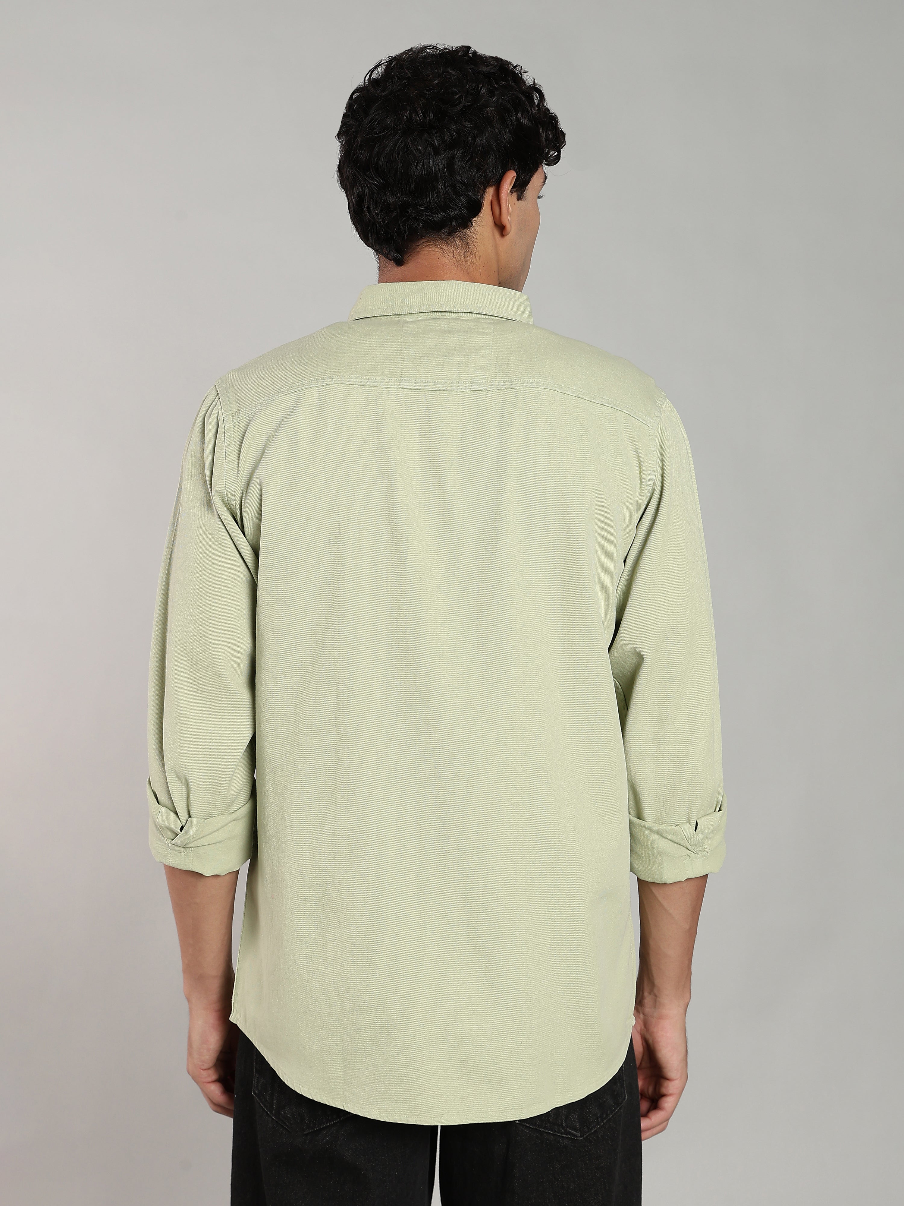 Mint Green Cotton Shirt | Regular Fit