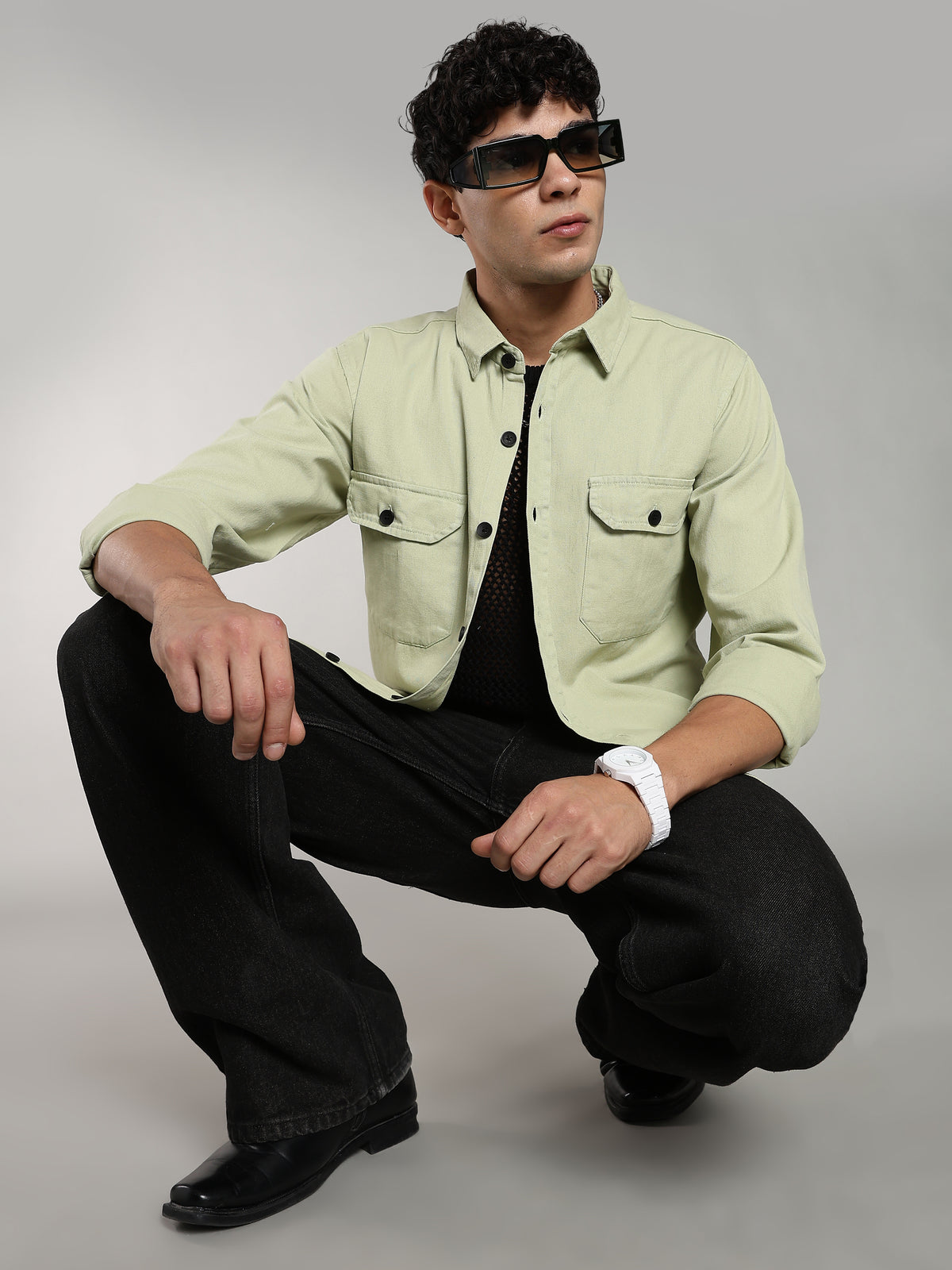 Washed Twill Shirt | Mint Green