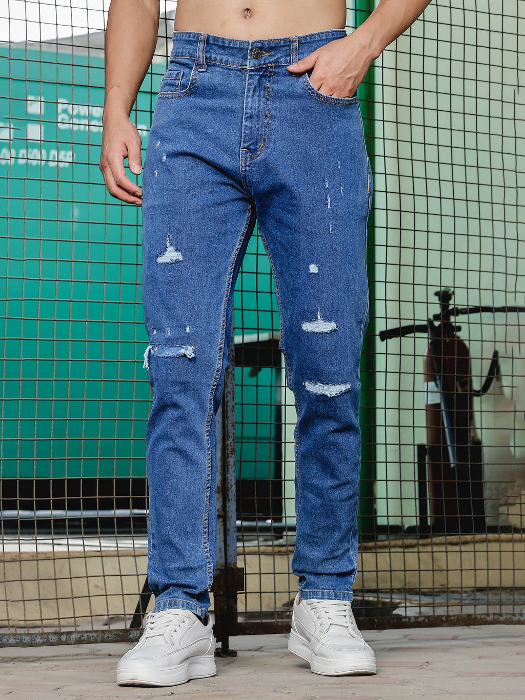 Ripped Skinny Blue Jeans