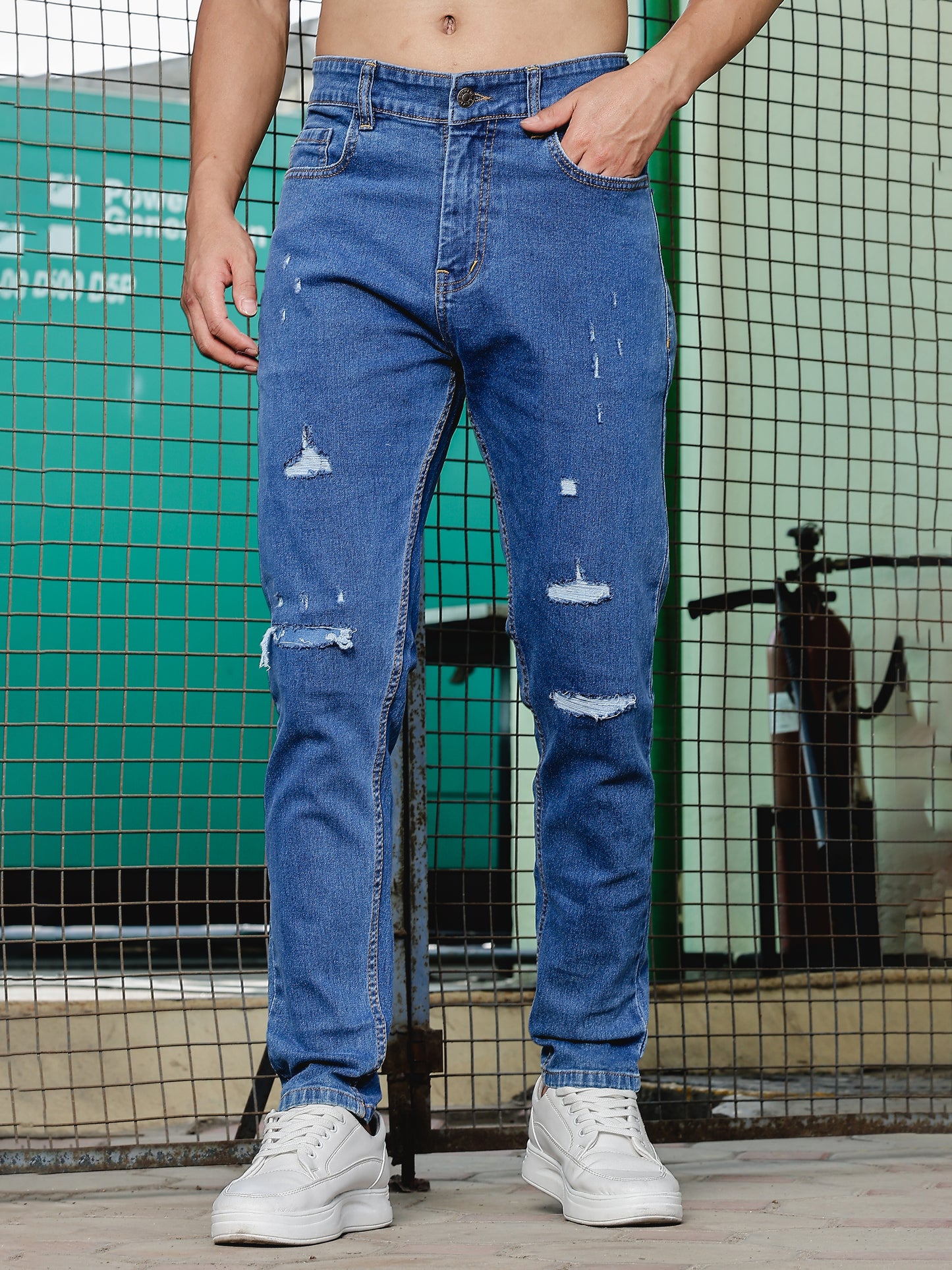 Ripped Skinny Blue Jeans