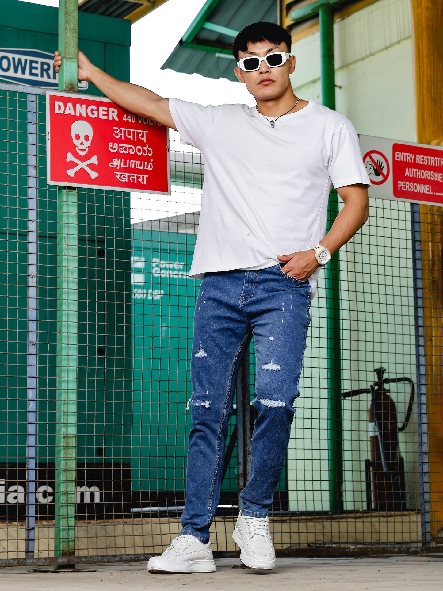 Ripped Skinny Blue Jeans