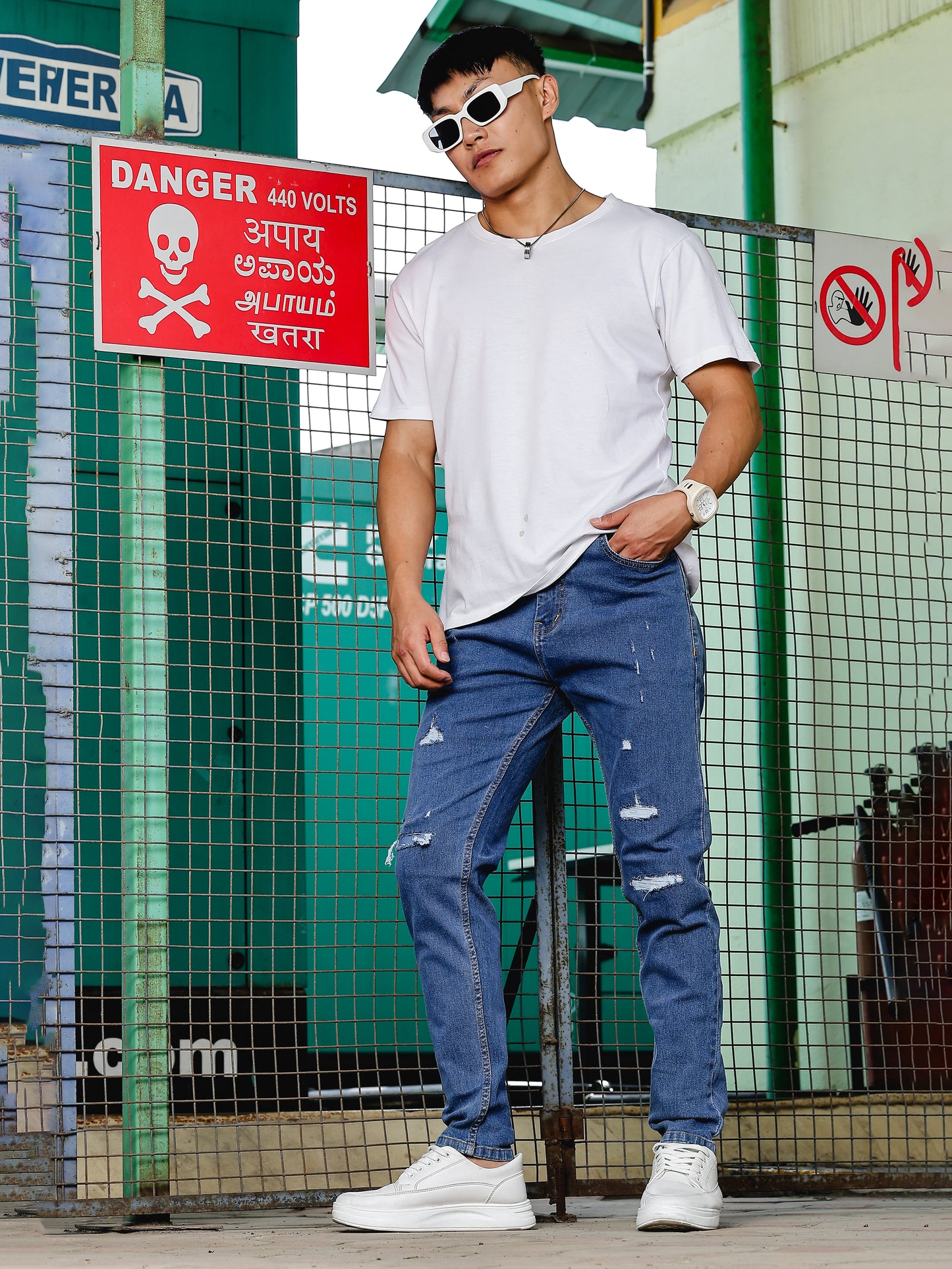 Ripped Skinny Blue Jeans