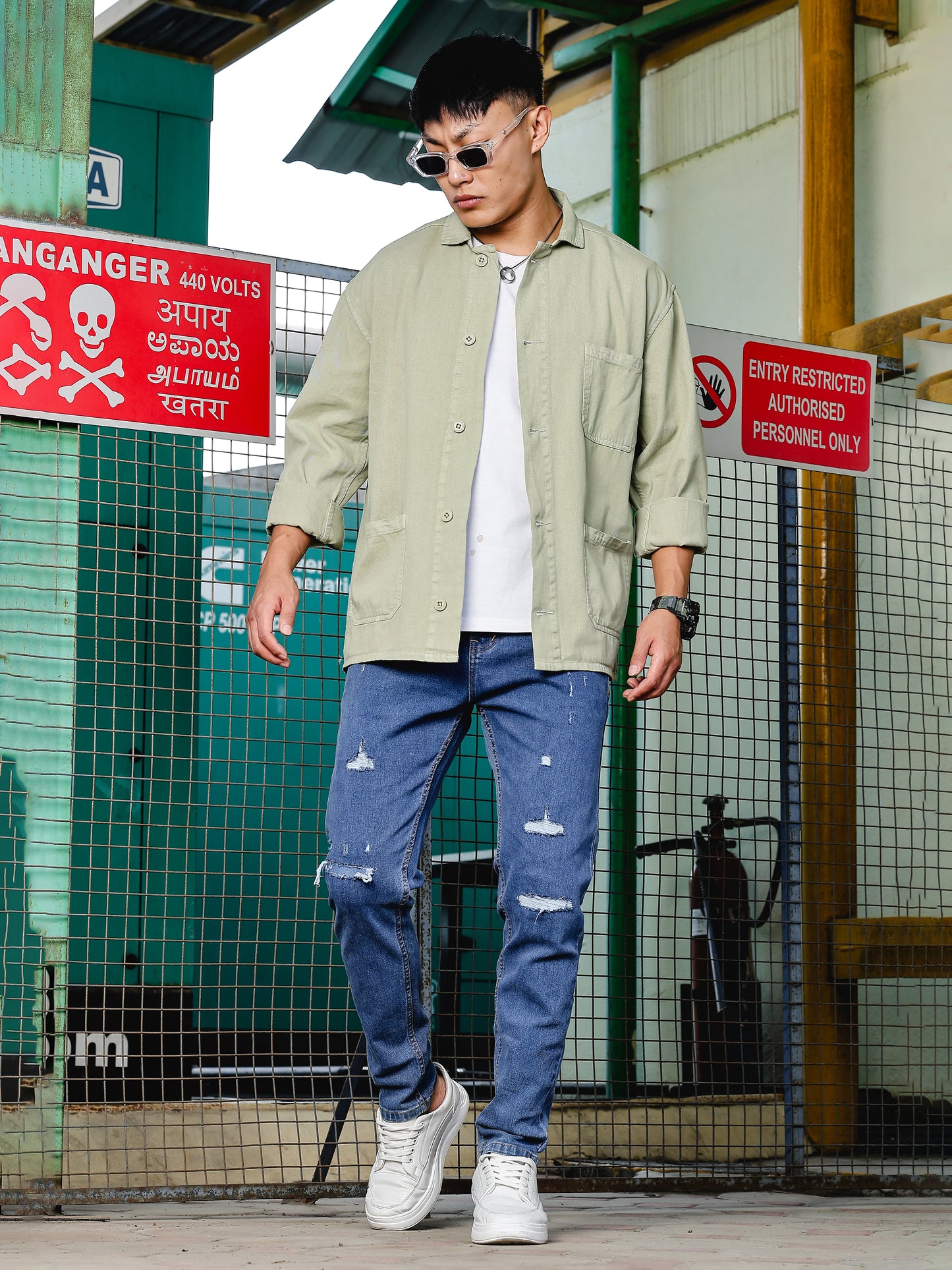 Green Drop Shoulder Shirt | Baggy Fit