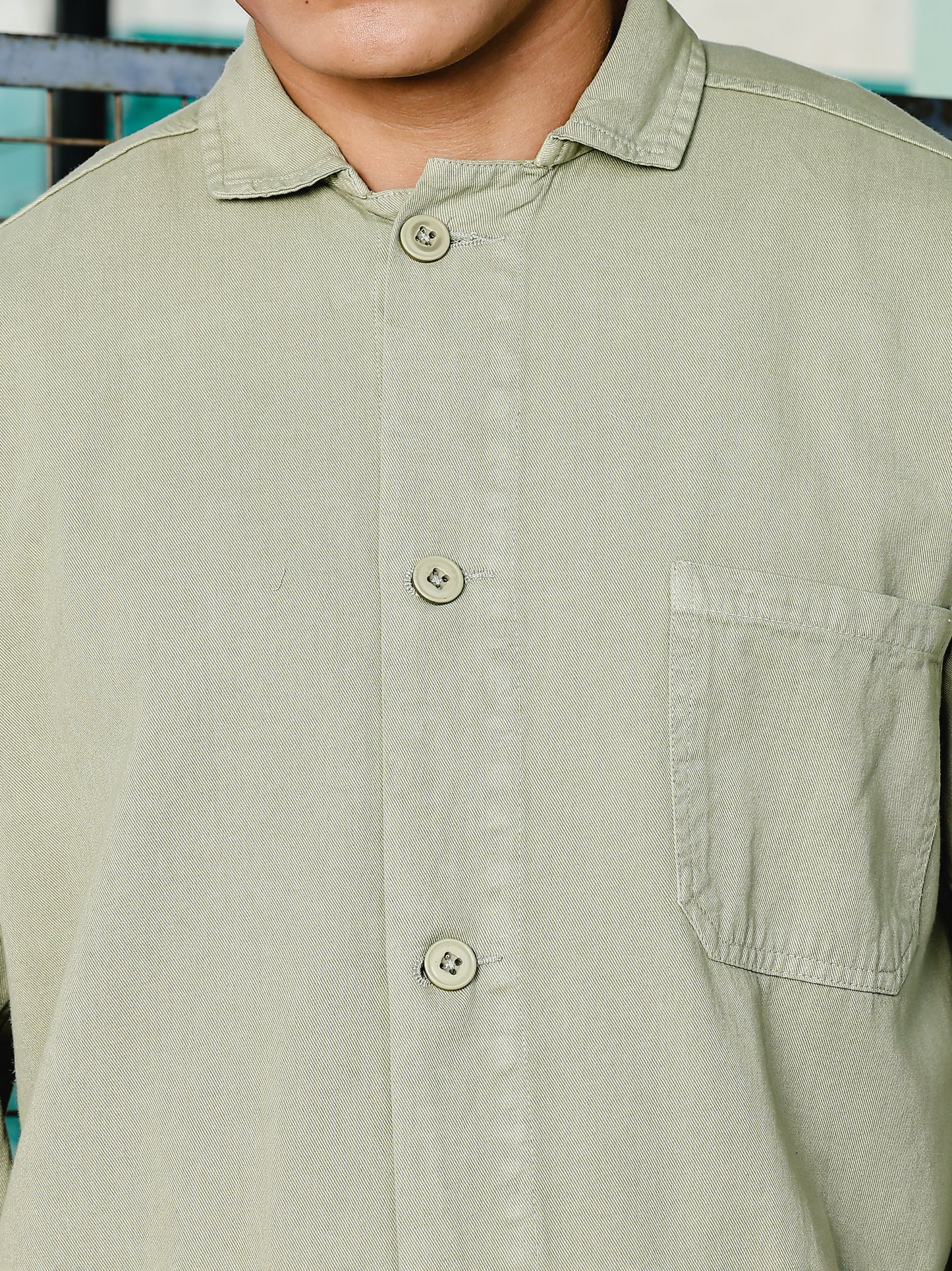 Green Drop Shoulder Shirt | Baggy Fit