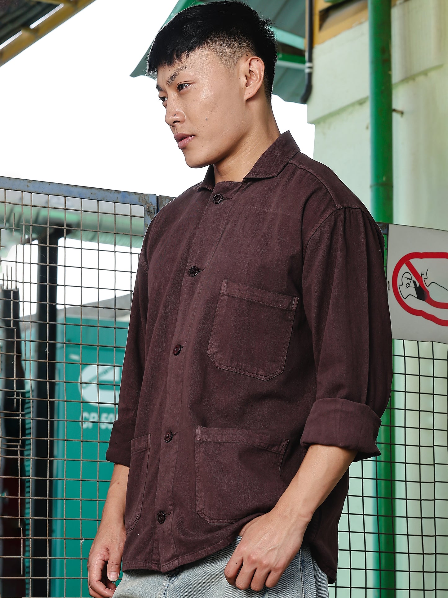 Coffee Brown Drop Shoulder Shirt | Baggy Fit