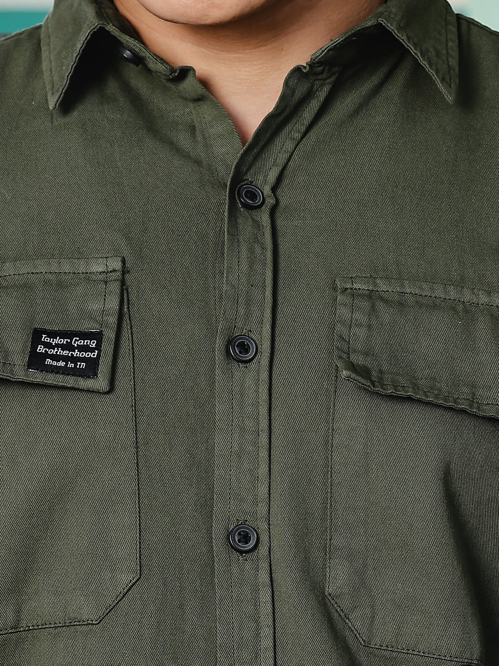 Solid  Green Cotton Shirt | Dual Pocket | Regular Fit