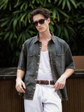 Boxy Fit Denim Shirt | Indigo-Brown