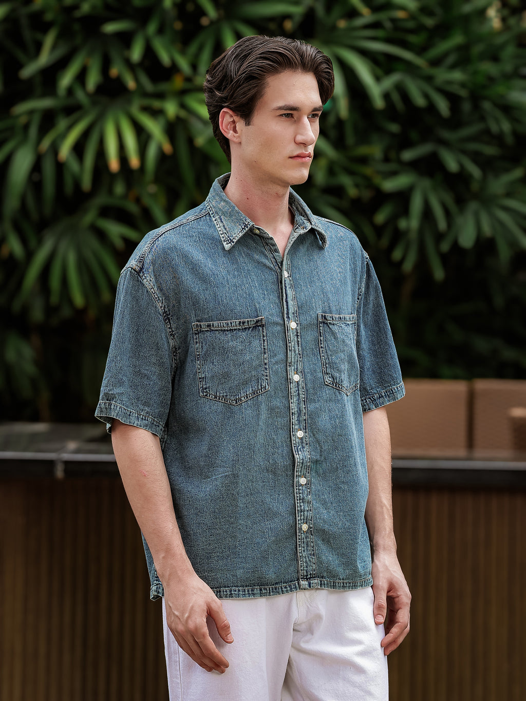 Boxy Fit Denim Shirt | Blue
