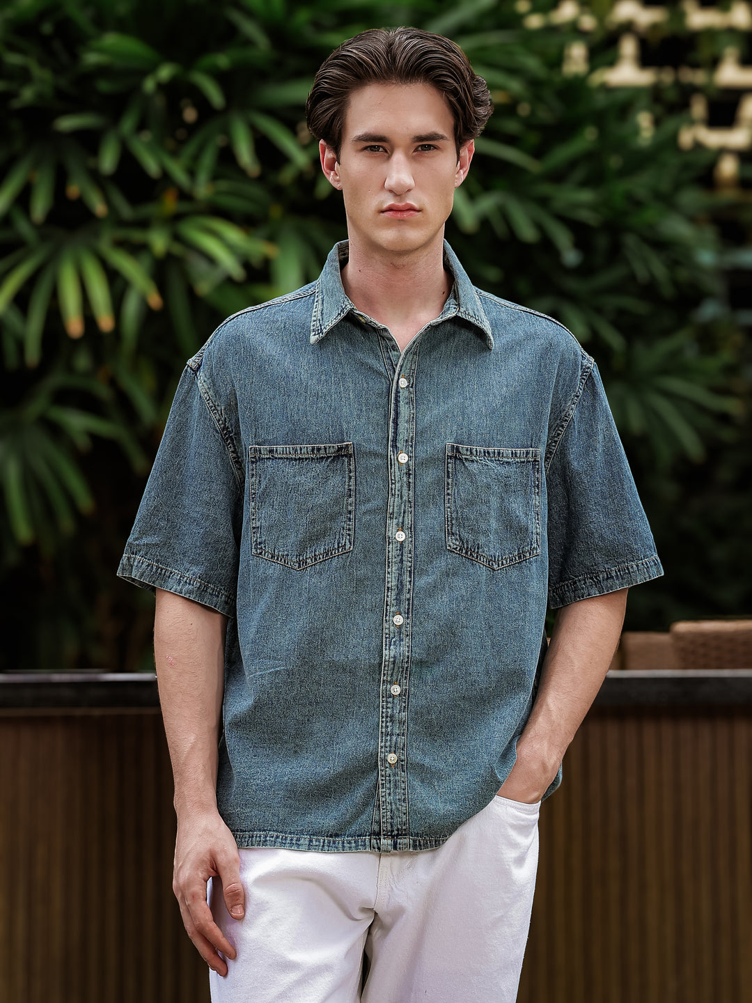Boxy Fit Denim Shirt | Blue