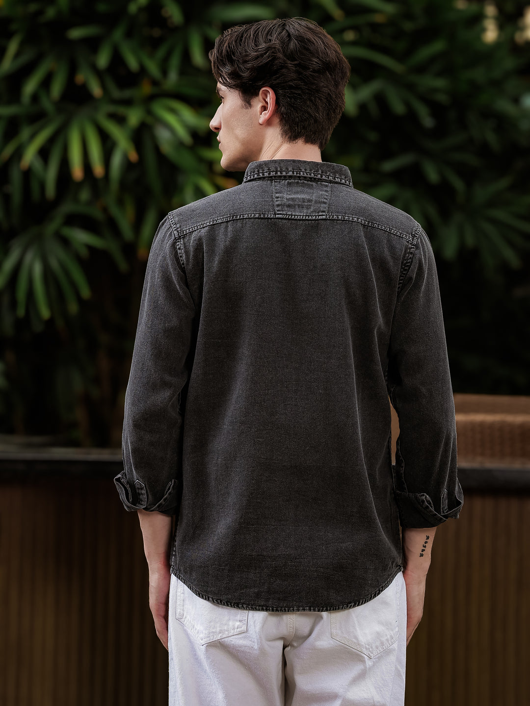 Charcoal Cotton Shirt | Dual Chest Pockets | Regular Fit