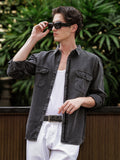 Charcoal Cotton Shirt | Dual Chest Pockets | Regular Fit