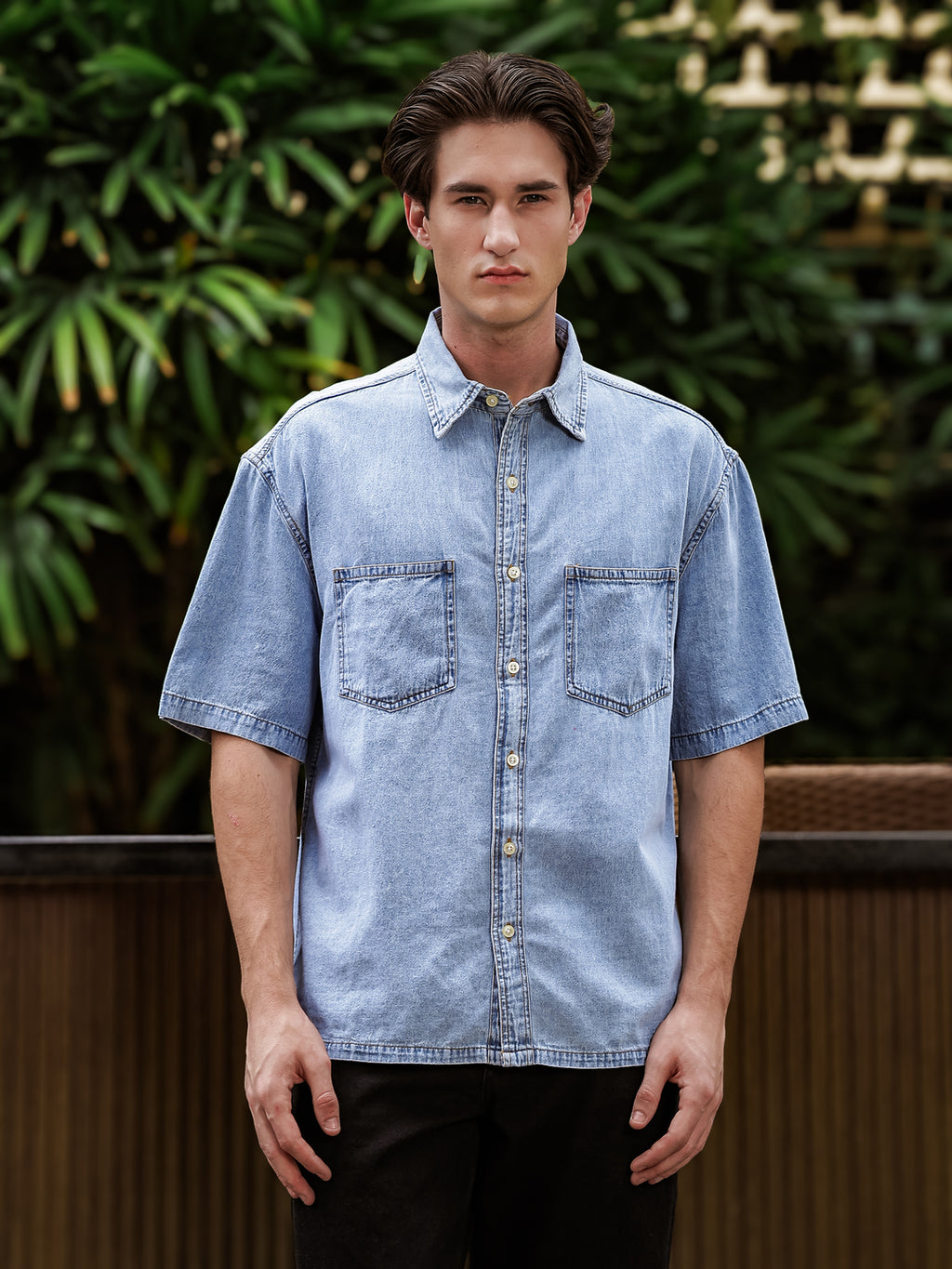 Boxy Fit Denim Shirt | Ice Blue