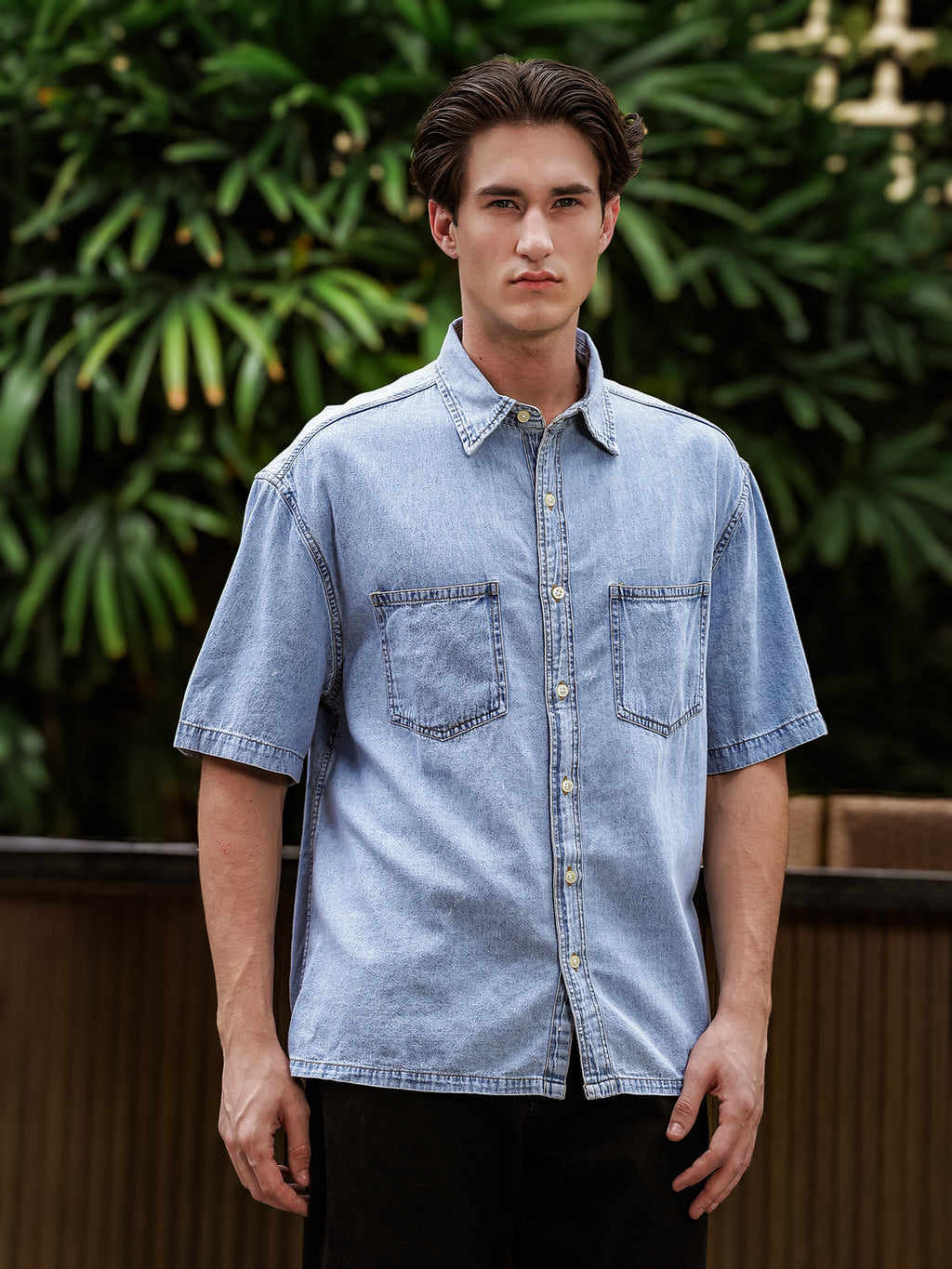 Boxy Fit Denim Shirt | Ice Blue