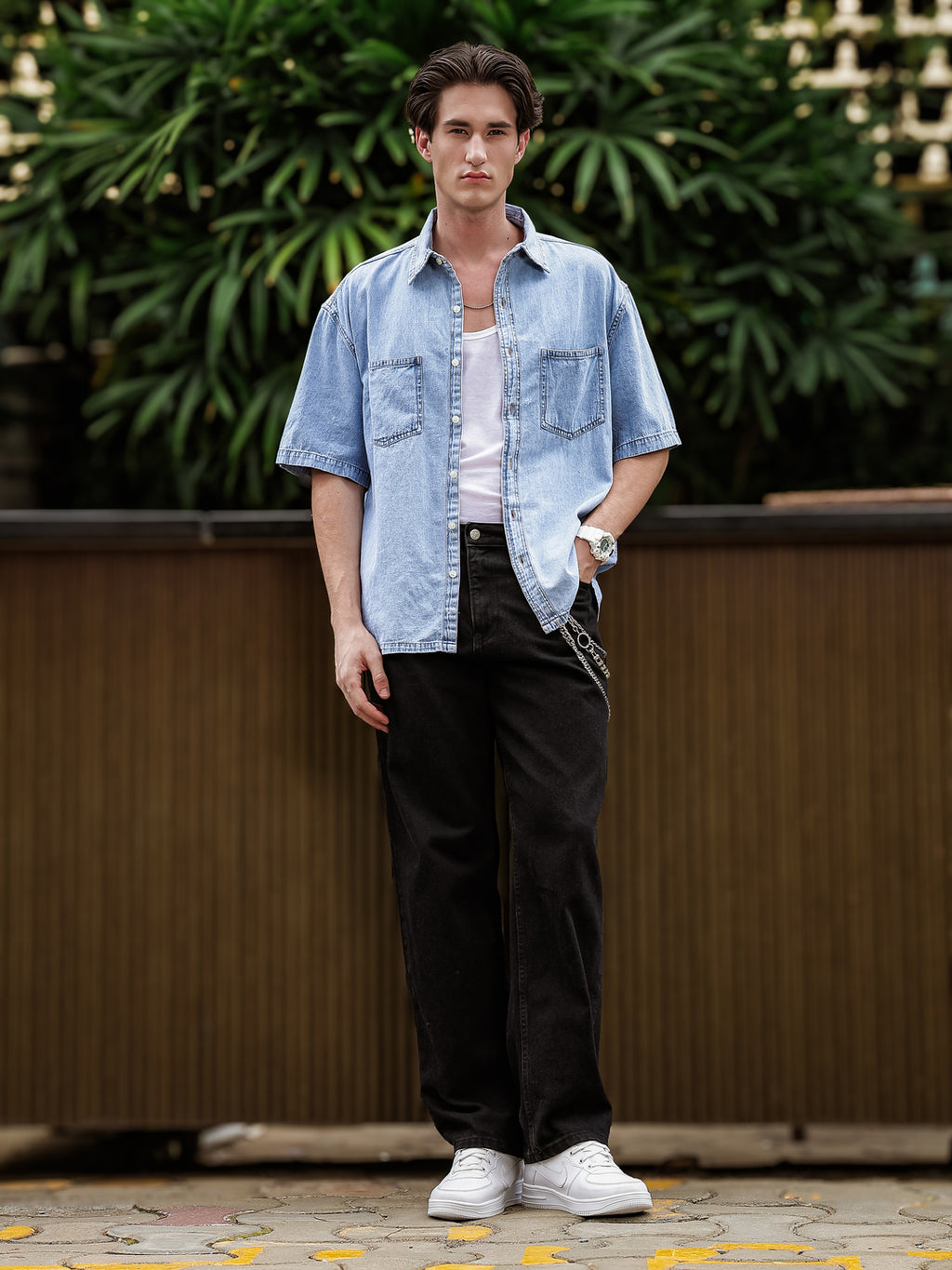 Boxy Fit Denim Shirt | Ice Blue