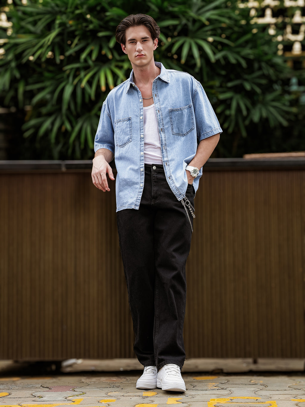 Boxy Fit Denim Shirt | Ice Blue