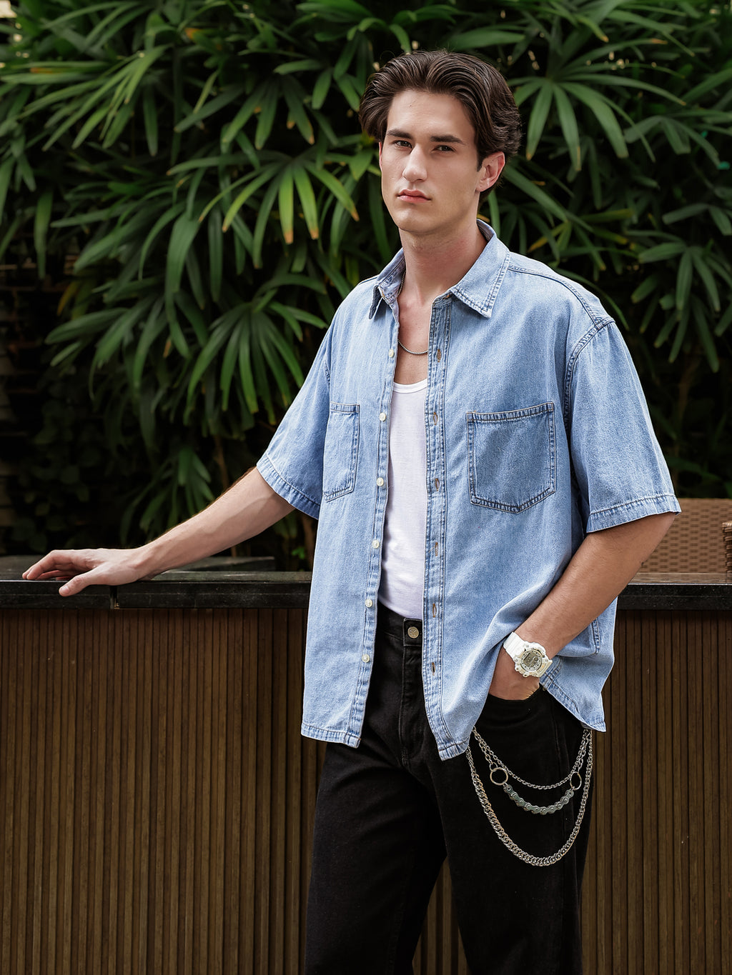 Boxy Fit Denim Shirt | Ice Blue