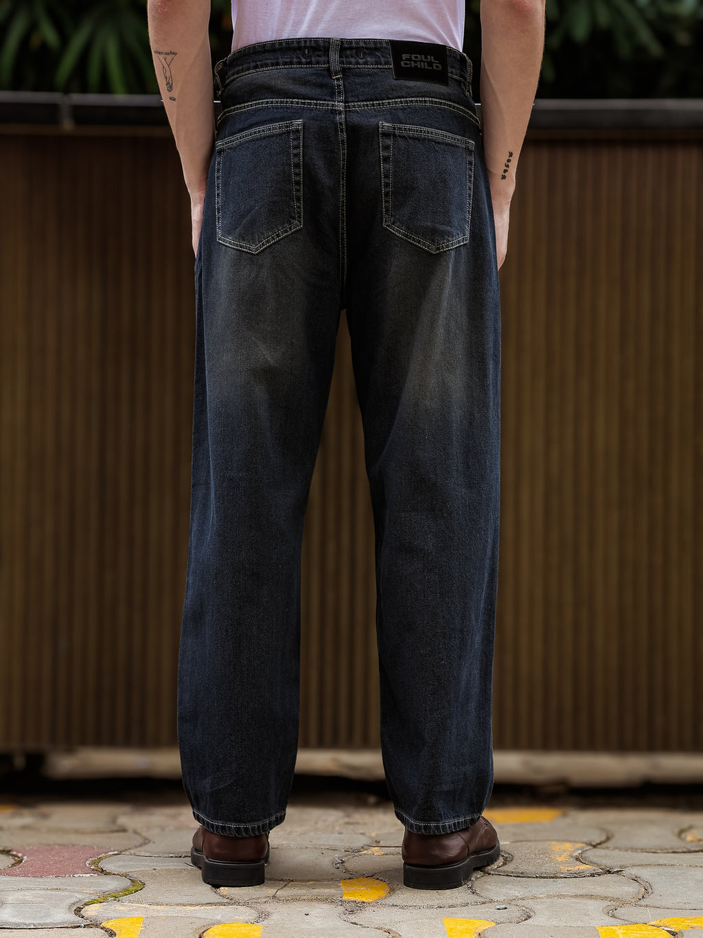 Heavy Ripped Indigo-Brown Jeans