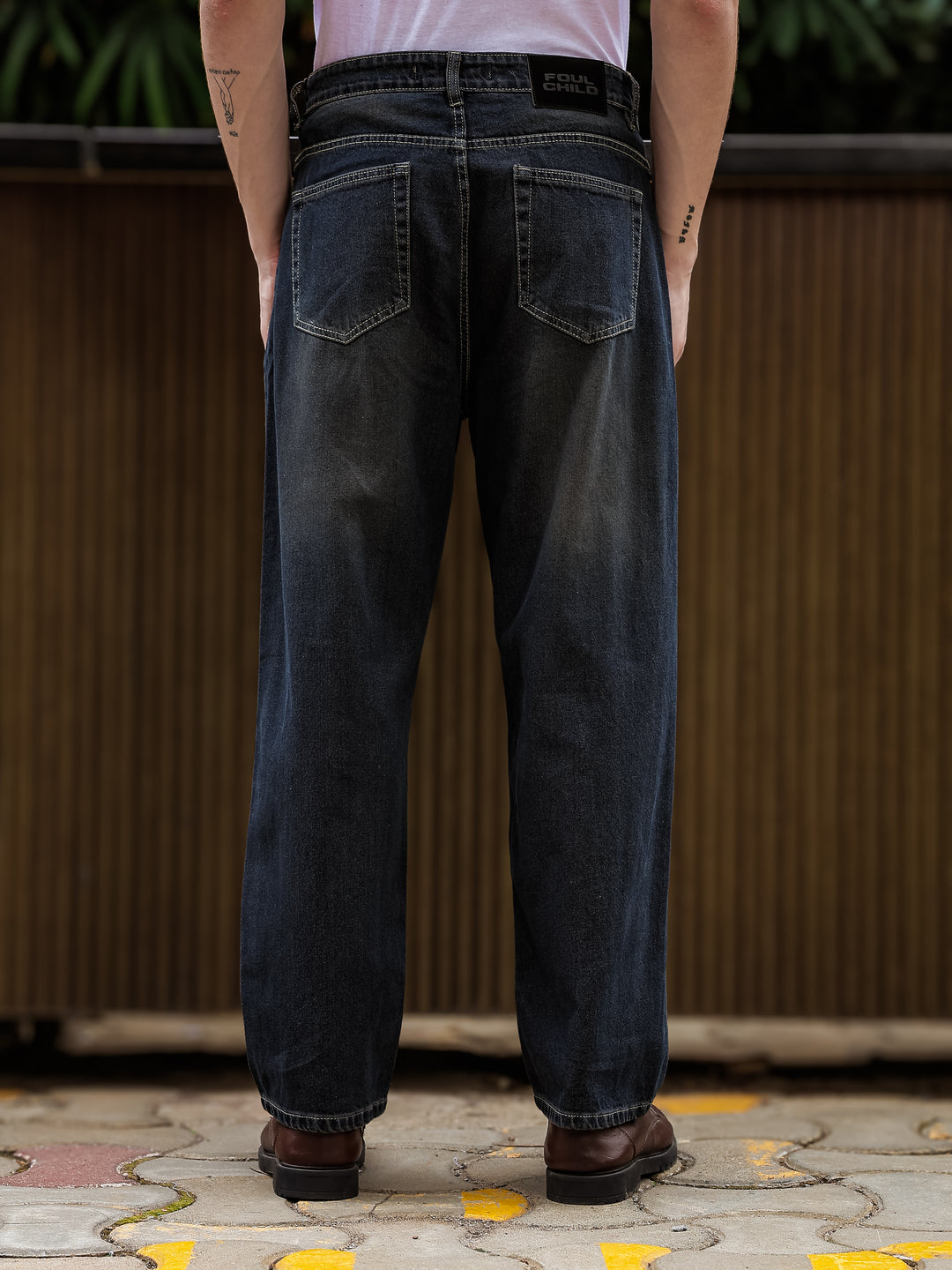 Heavy Ripped Indigo-Brown Jeans
