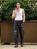 Heavy Ripped Indigo-Brown Jeans