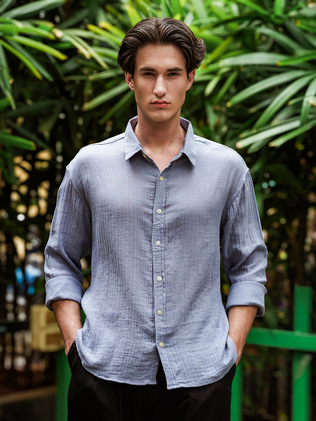 Grey Gauze Holiday/Resort Shirt | Relax Fit
