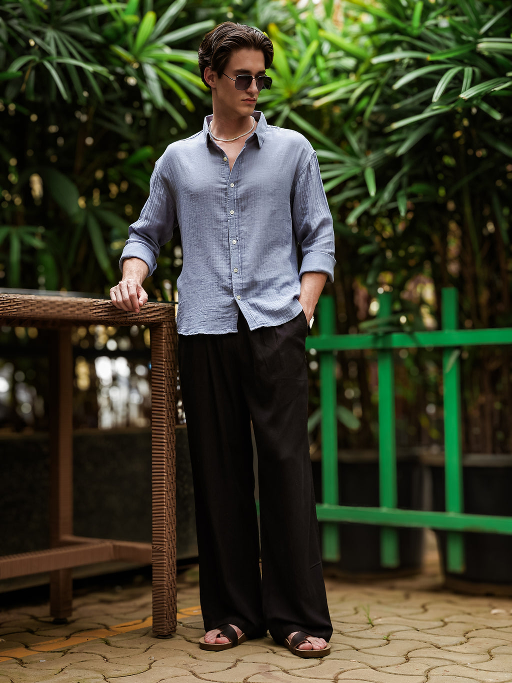 Grey Gauze Holiday/Resort Shirt | Relax Fit