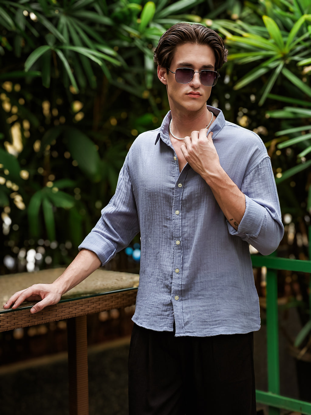 Grey Gauze Holiday/Resort Shirt | Relax Fit