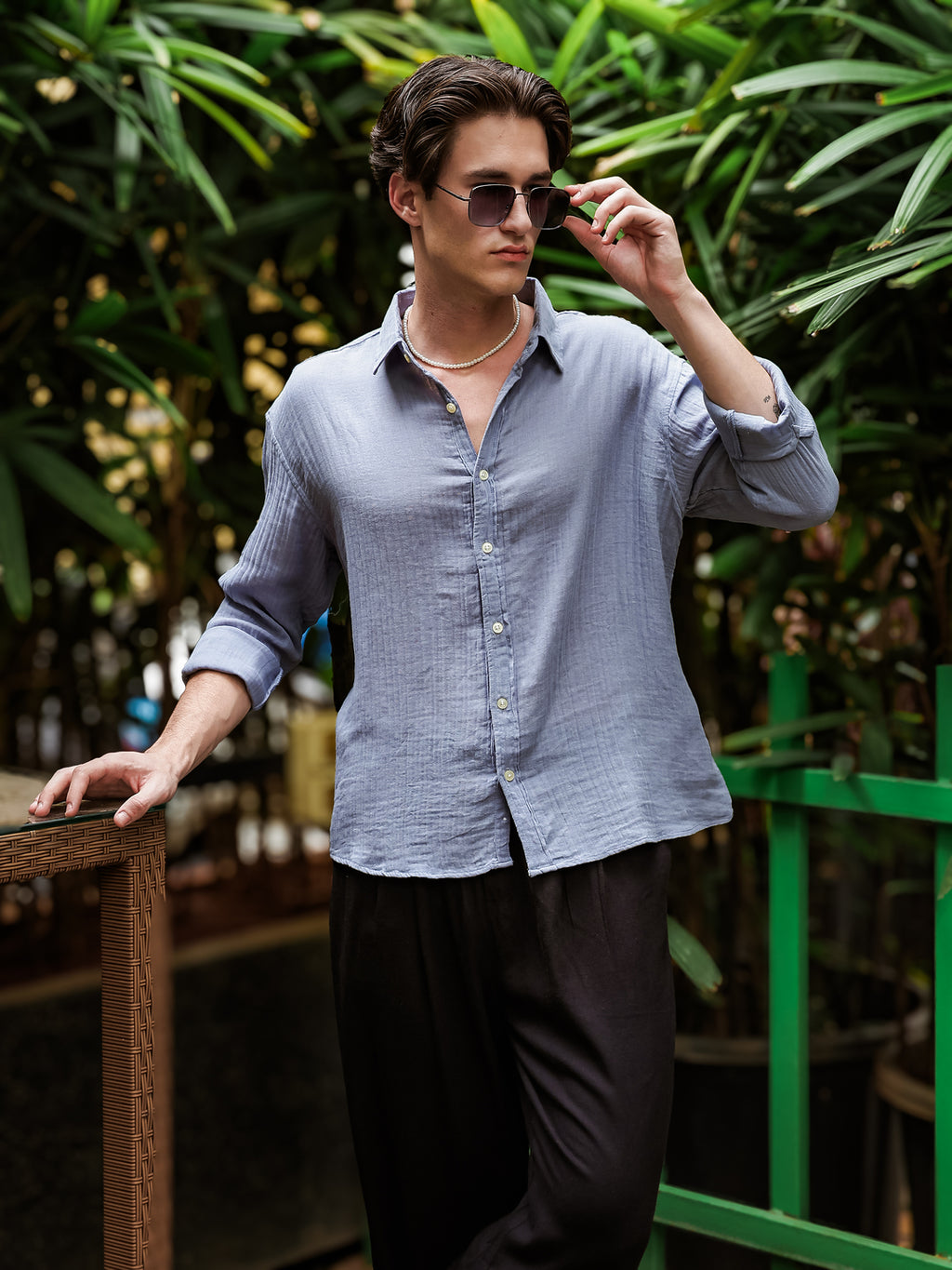 Grey Gauze Holiday/Resort Shirt | Relax Fit