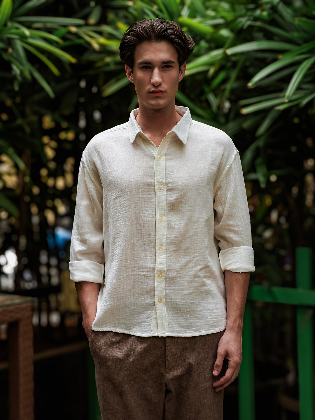 White Gauze Holiday/Resort Shirt | Relax Fit