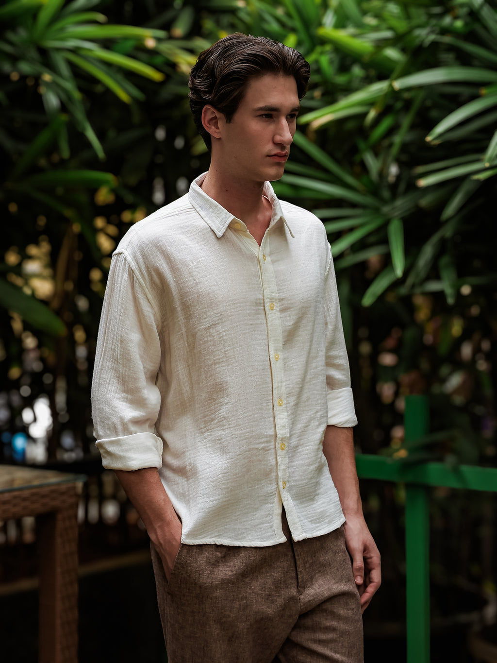 White Gauze Holiday/Resort Shirt | Relax Fit