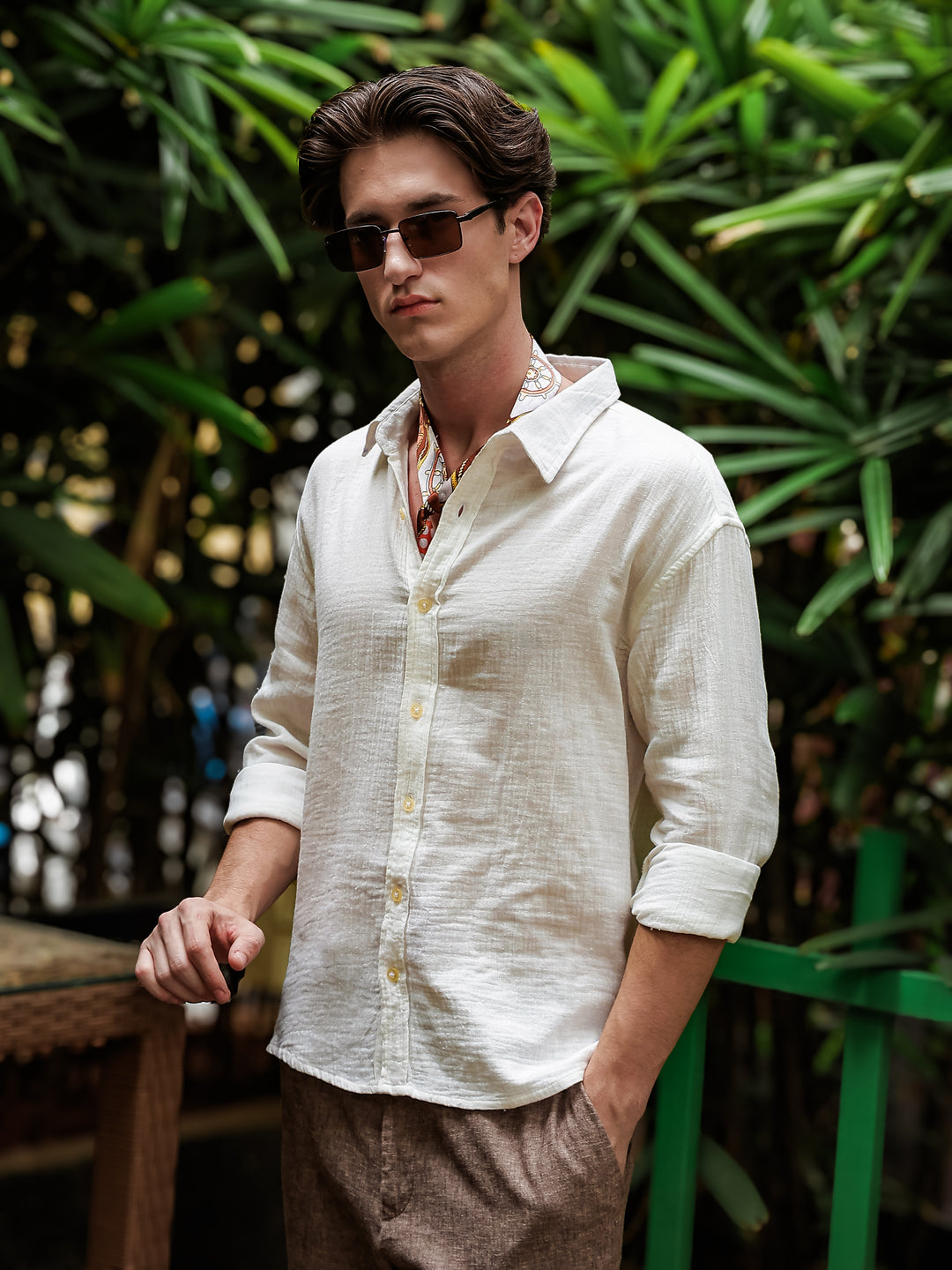 White Gauze Holiday/Resort Shirt | Relax Fit