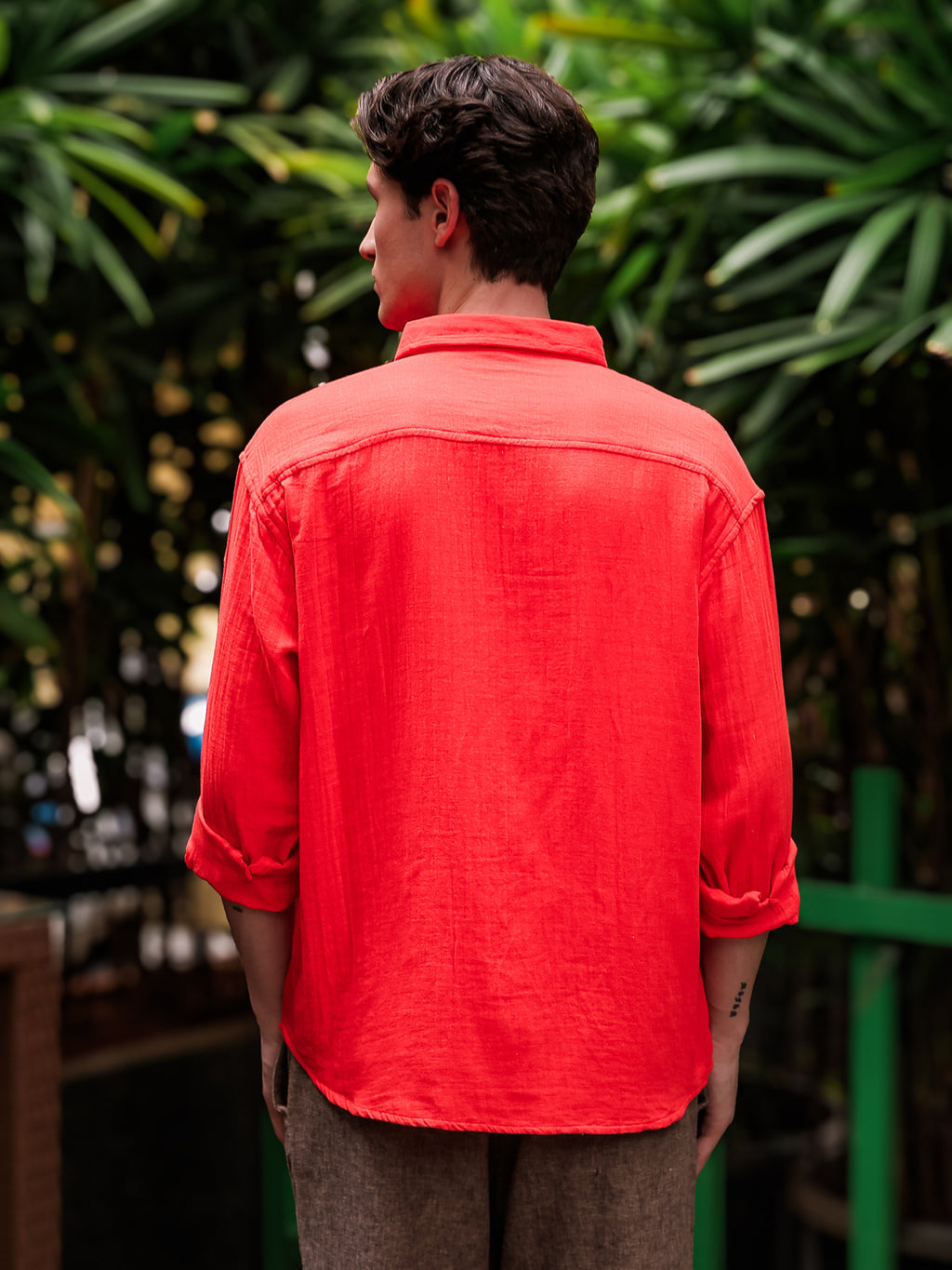 Red Gauze Holiday/Resort Shirt | Relax Fit
