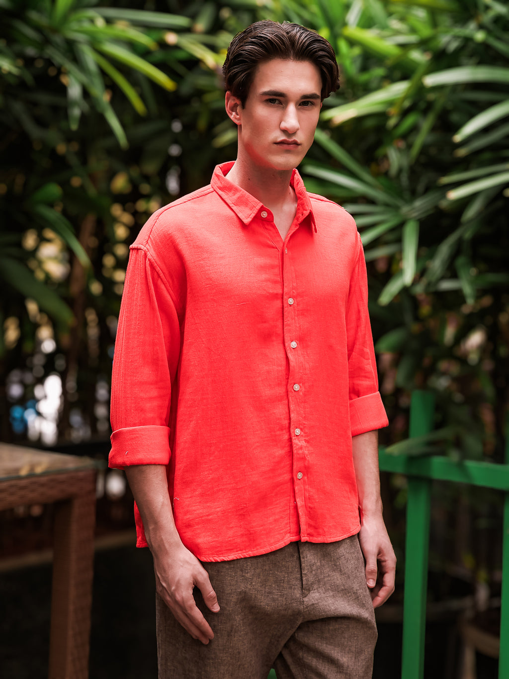 Red Gauze Holiday/Resort Shirt | Relax Fit