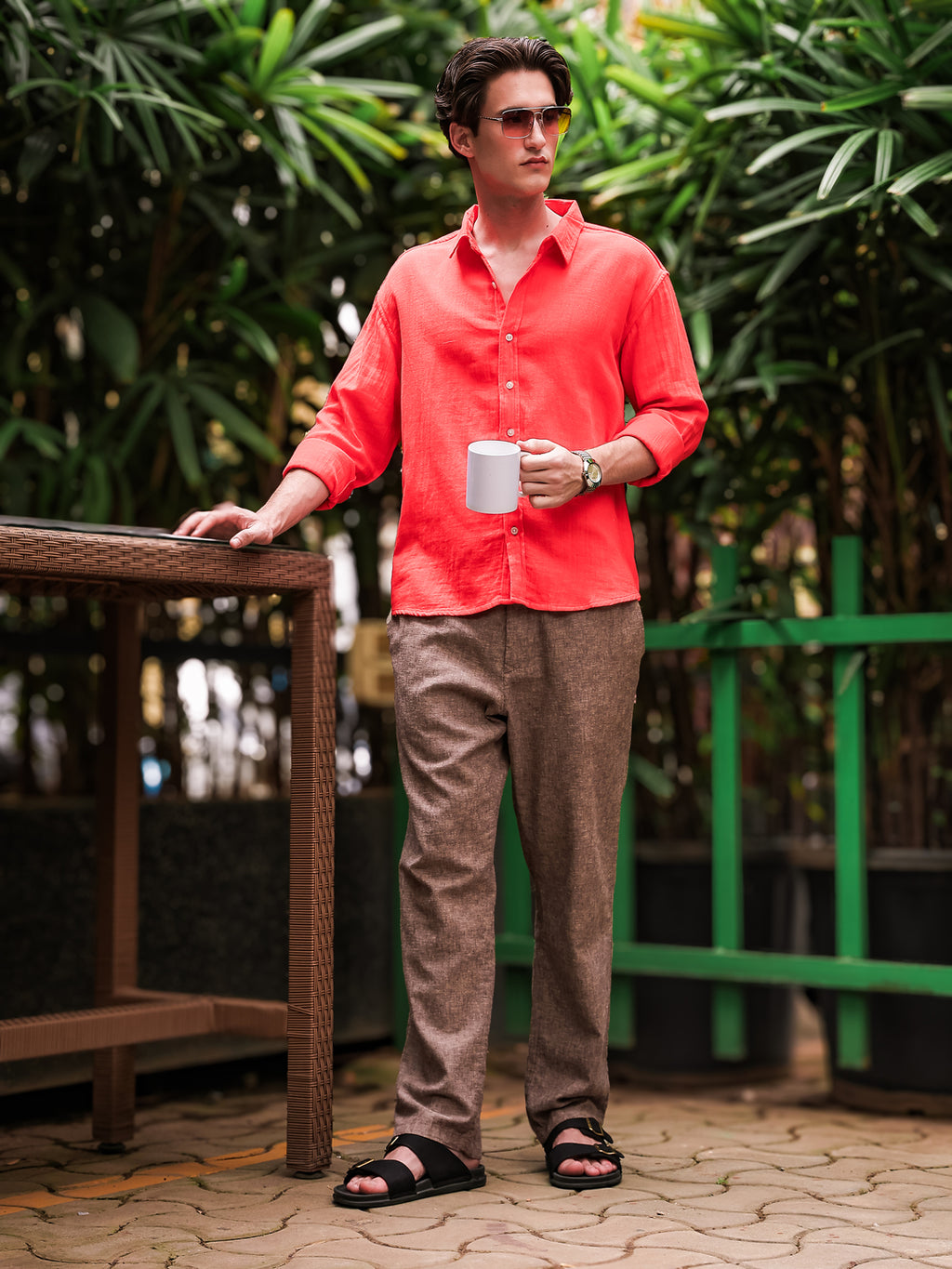Red Gauze Holiday/Resort Shirt | Relax Fit