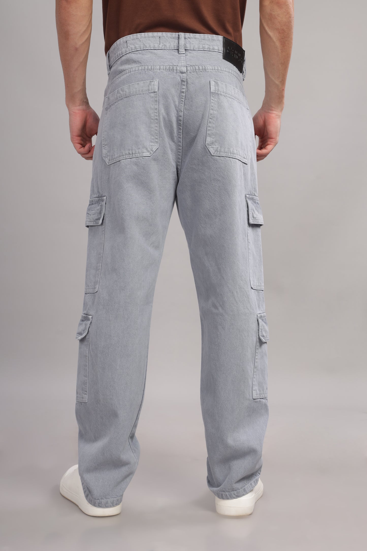 8 Pocket Cargo Denim | Baggy Fit Jeans | Light Grey