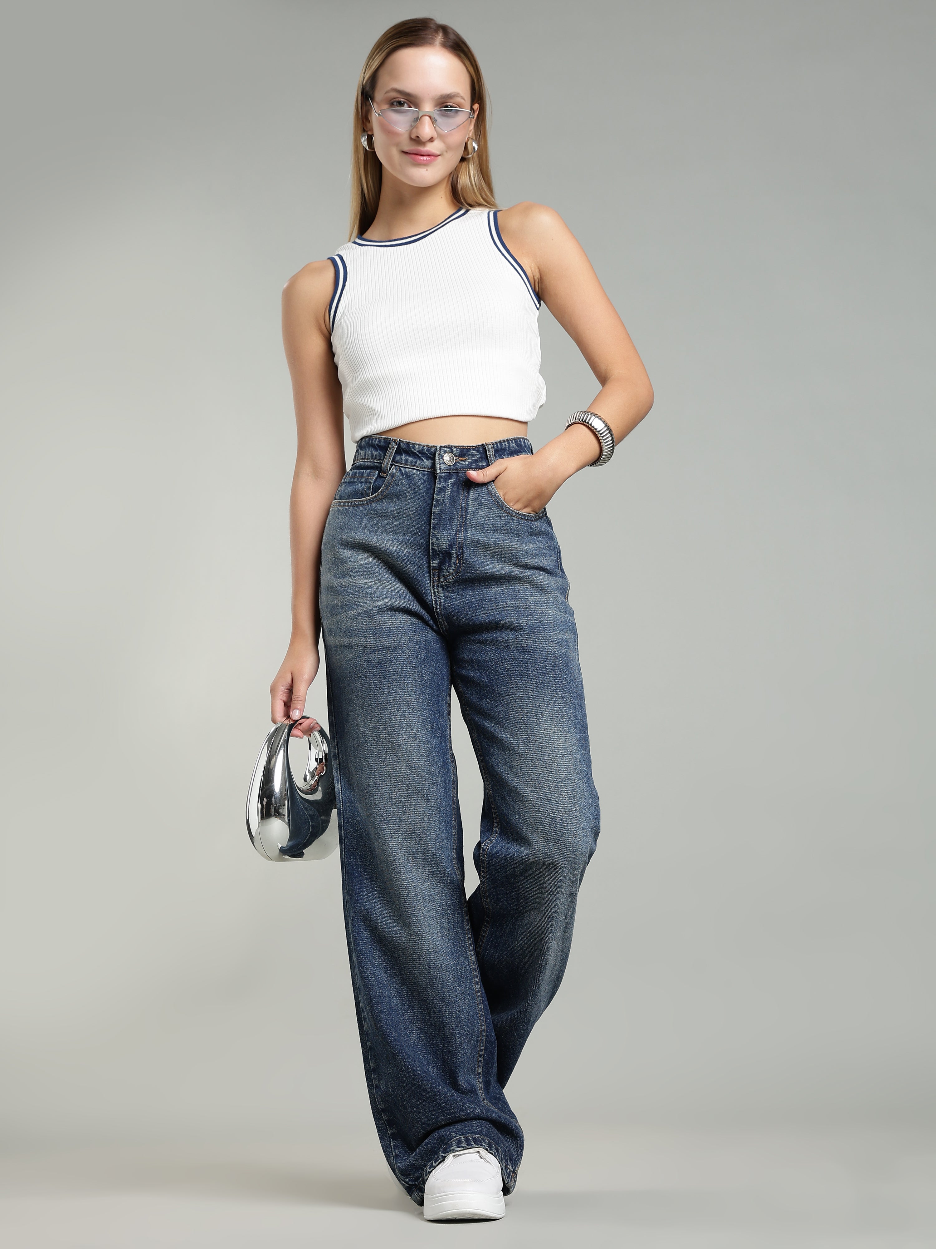 Women's Wide Leg Jeans | Dark Blue