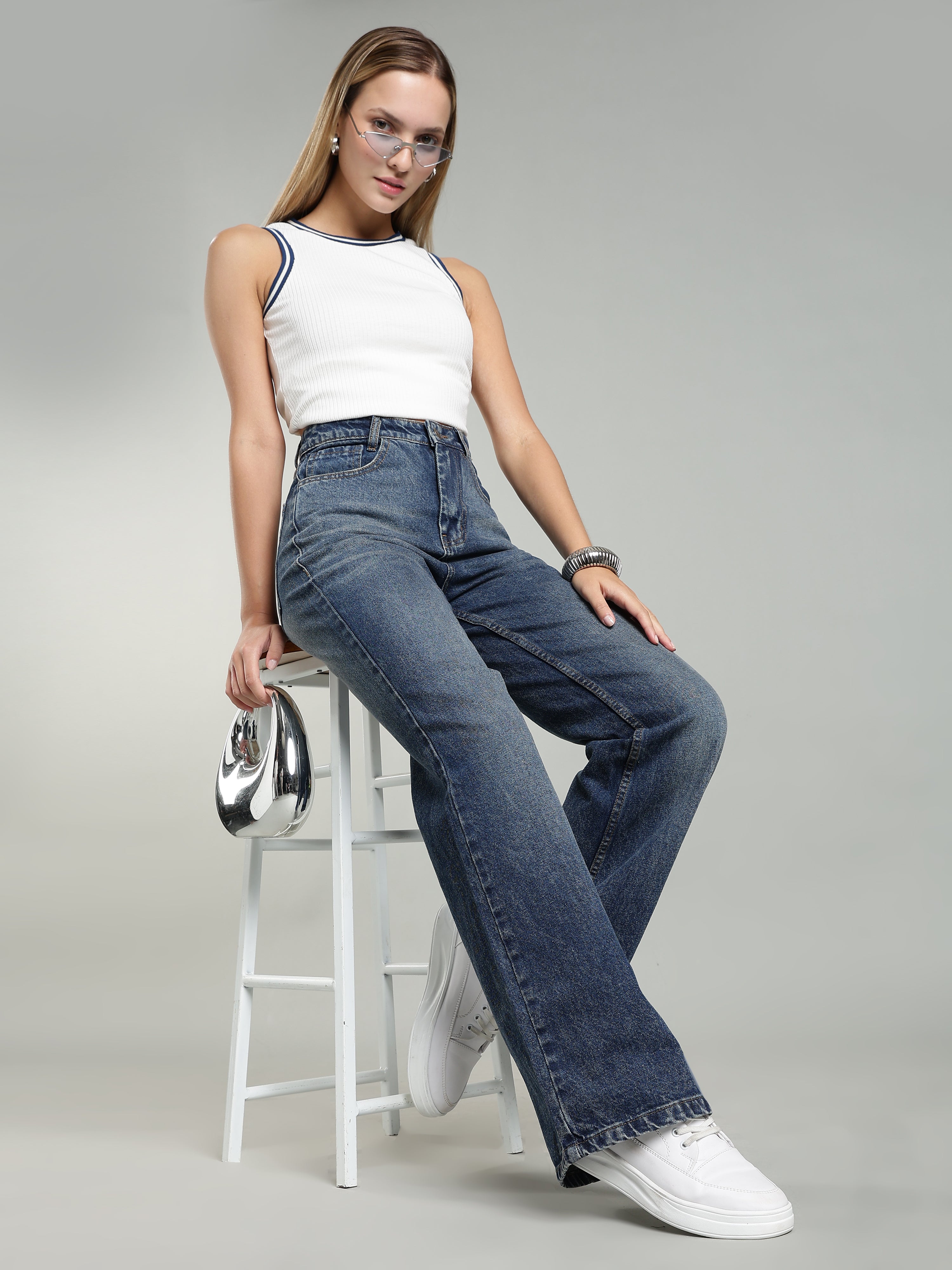 Women's Wide Leg Jeans | Dark Blue