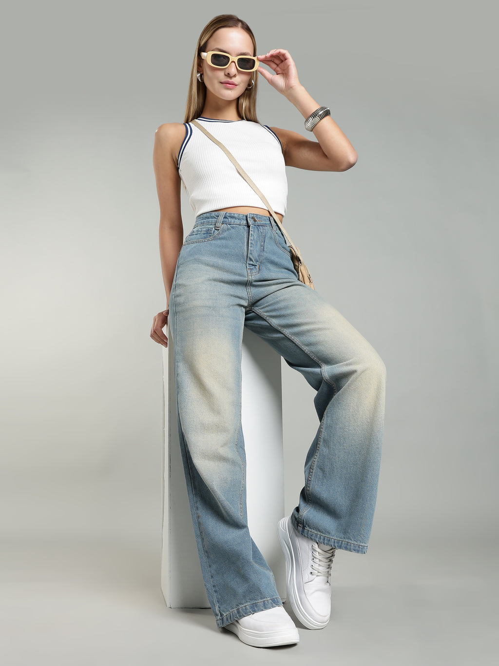 Women's Wide Leg Jeans | Vintage Wash