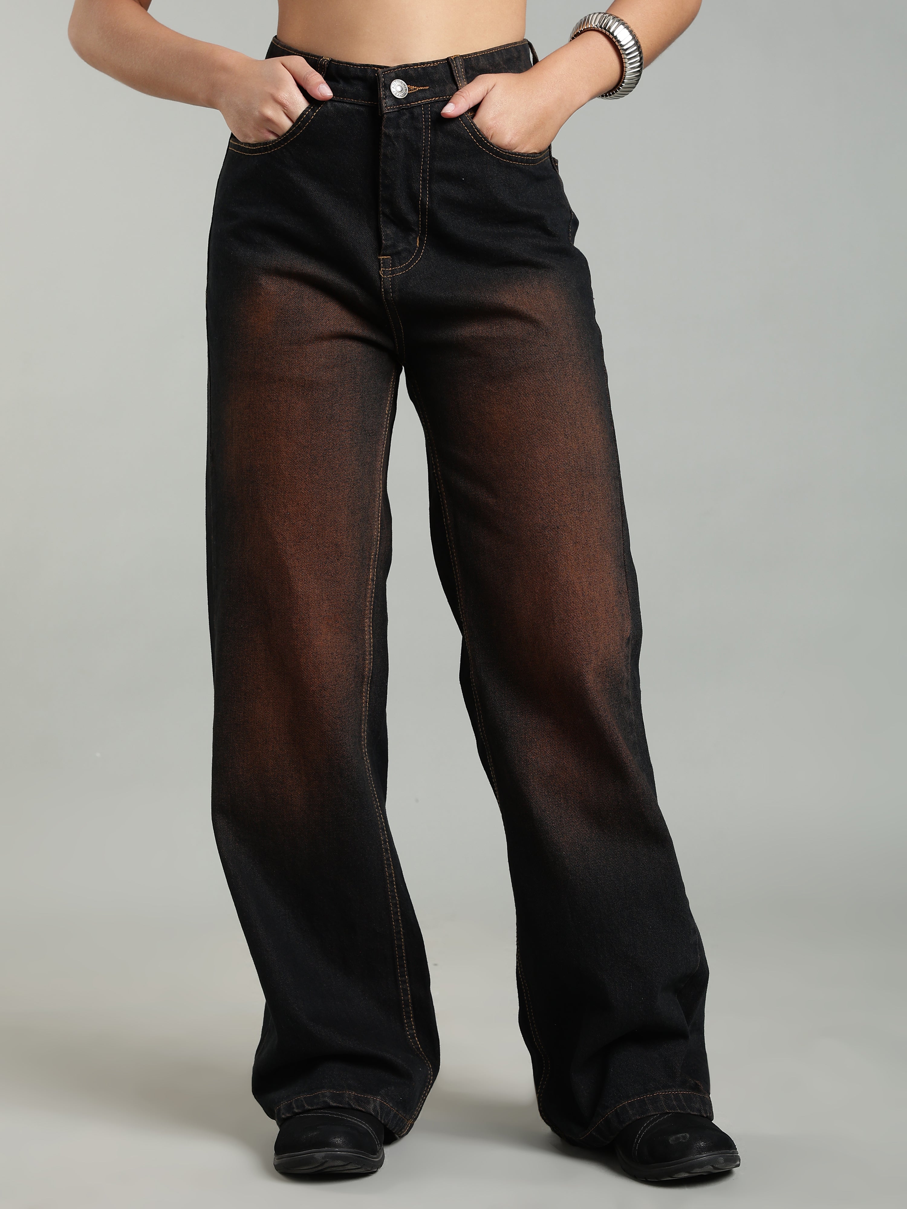 Women's Wide Leg Jeans | Brown