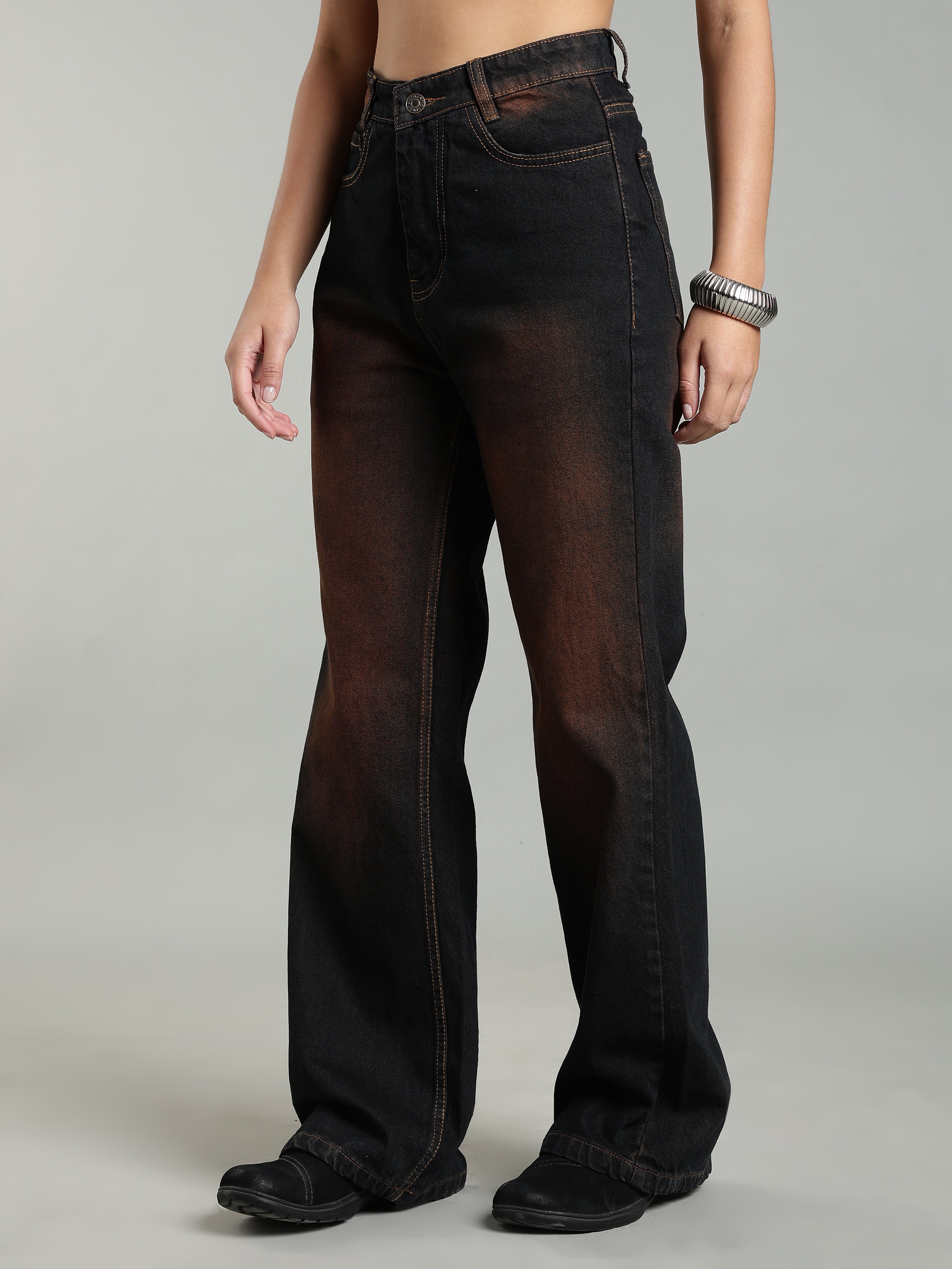Women's Wide Leg Jeans | Brown