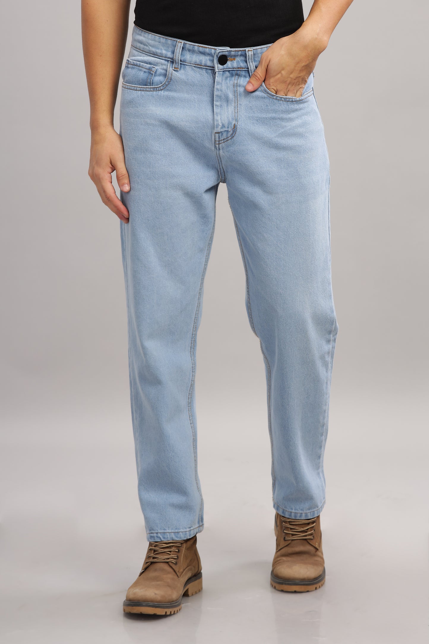 Plain Baggy Light Blue Jeans