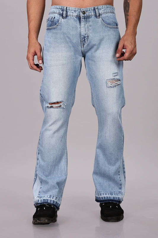 Men's Light Blue Flared Jeans